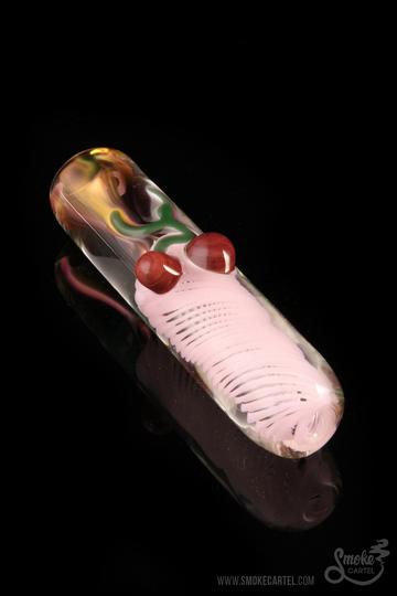 cherry chillum glass pipe by glassheads